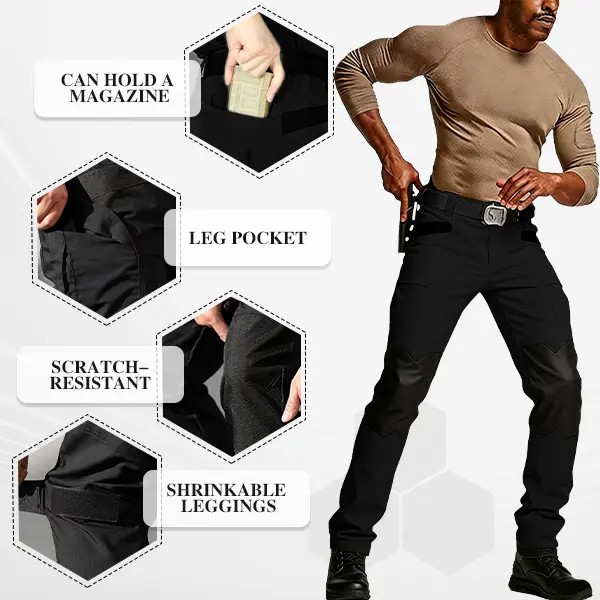 Men's Tactical Work Pants are equipped with a stretched waistband and pockets