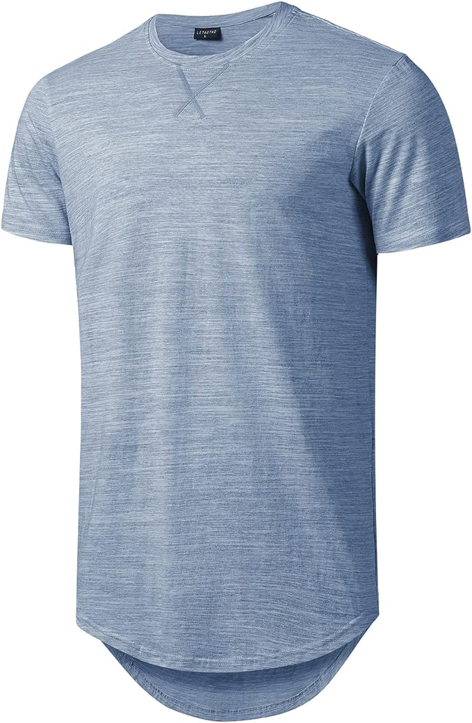 Mens Cotton Hipster Hip Hop Longline Crewneck T-Shirt,Menswear Casual Tshirt Tops