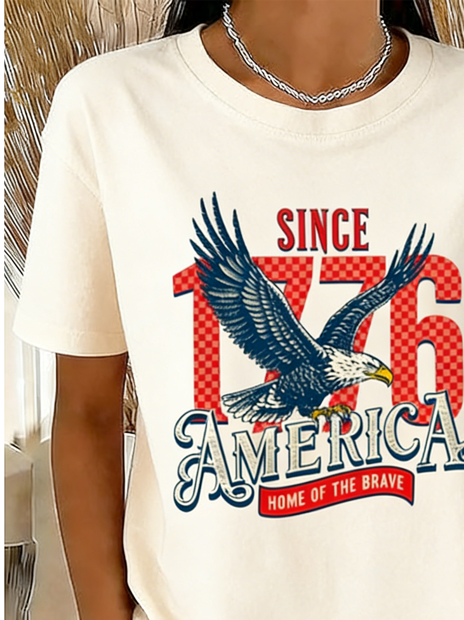 Casual Crew Neck Regular Fit Independence Day T-Shirt