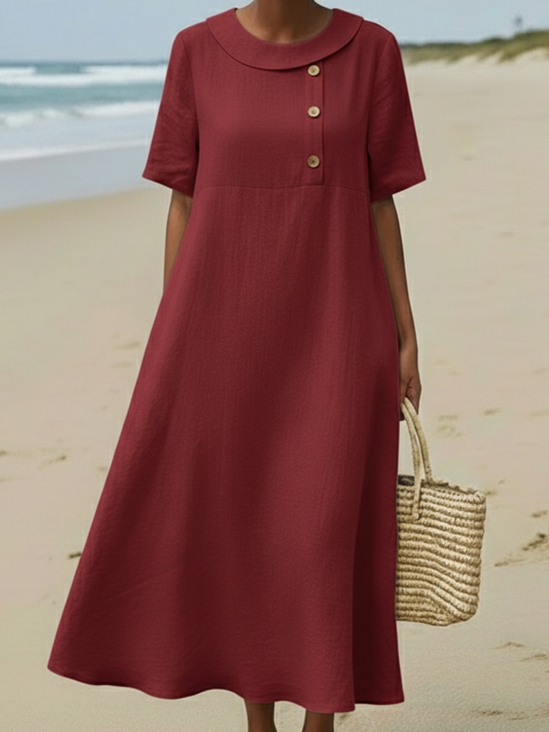 Elegant Cozy Round-neck Loose A-line Dress