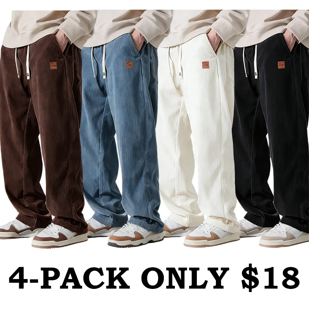 Men's Corduroy Straight-Leg Sweatpants