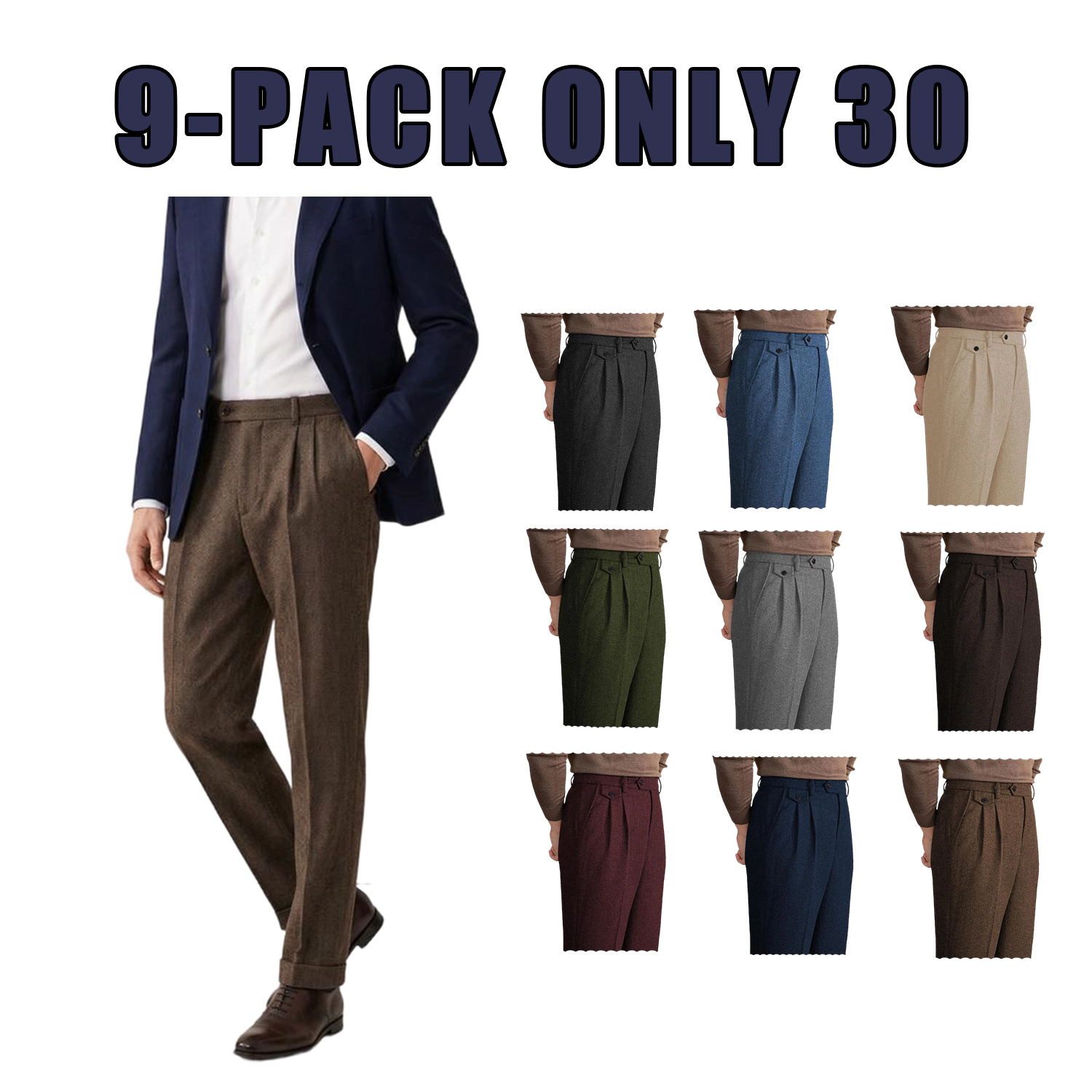 🧵 Men’s Retro Herringbone Tweed Dress Pants