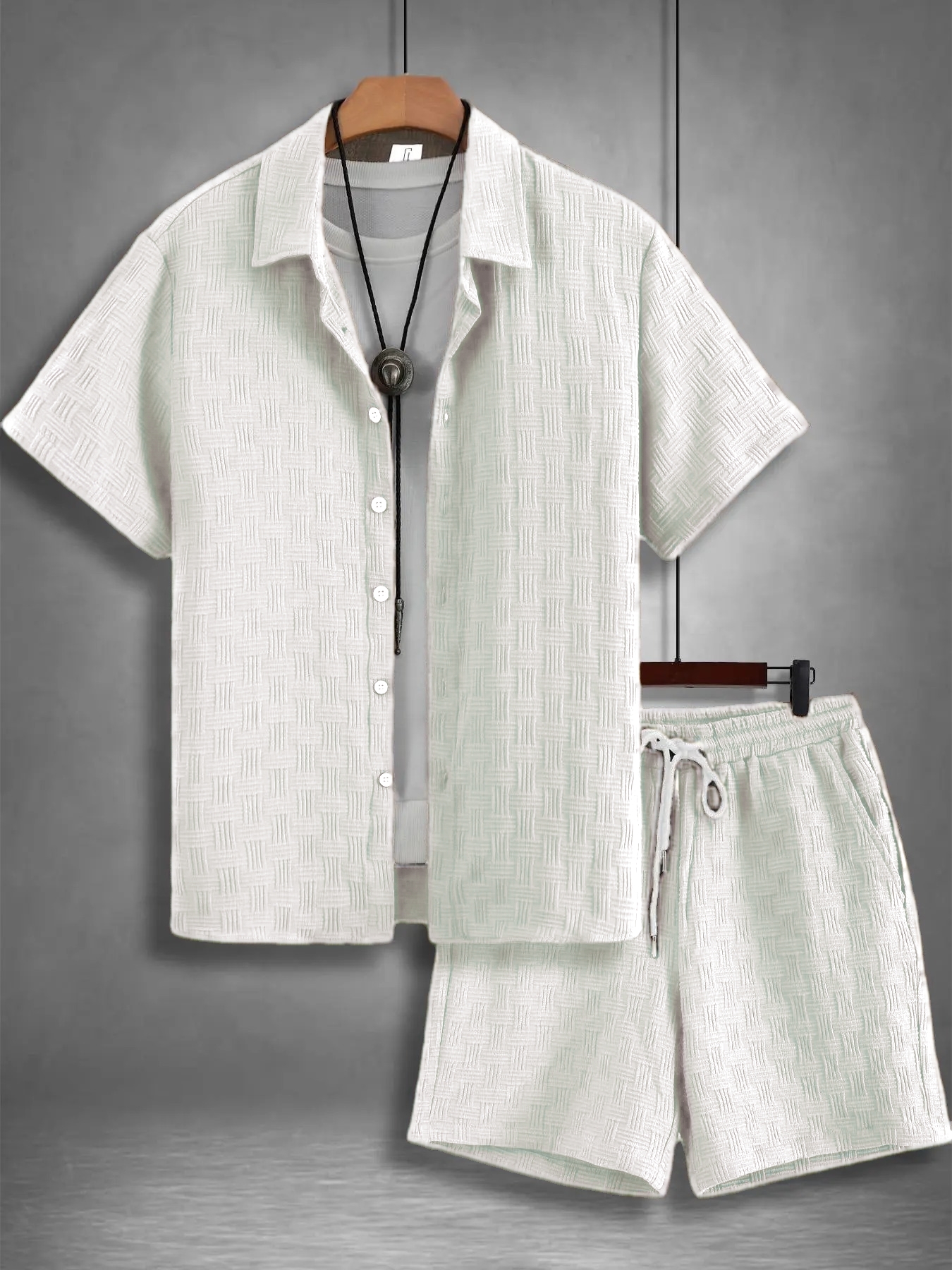 Men's Regular Fit Short Sleeve Pajama Two-piece Set Summer Sleepwear