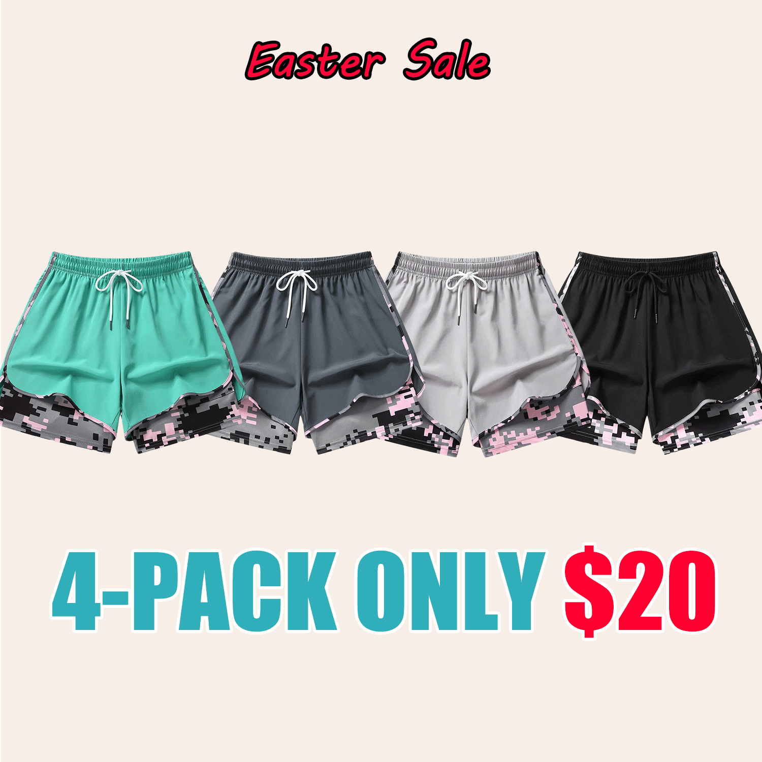🔥Easter Sale!!🔥Women’s 2-in-1 Athletic Running Shorts – Built-In Liner Active Workout Shorts