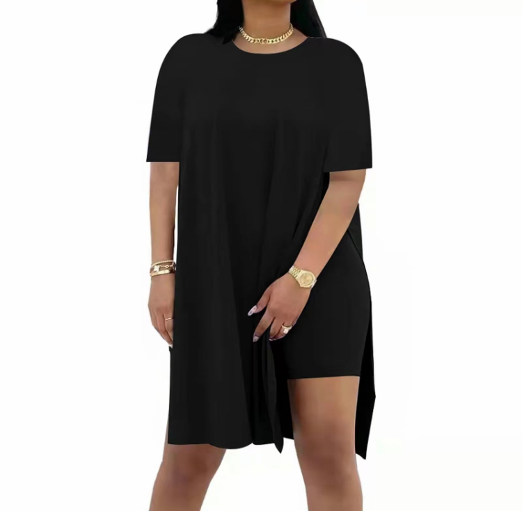 Plus Size Women's 2 Piece Outfit – Casual Basic Top and Shorts Set for Spring Summer Beach Vacation