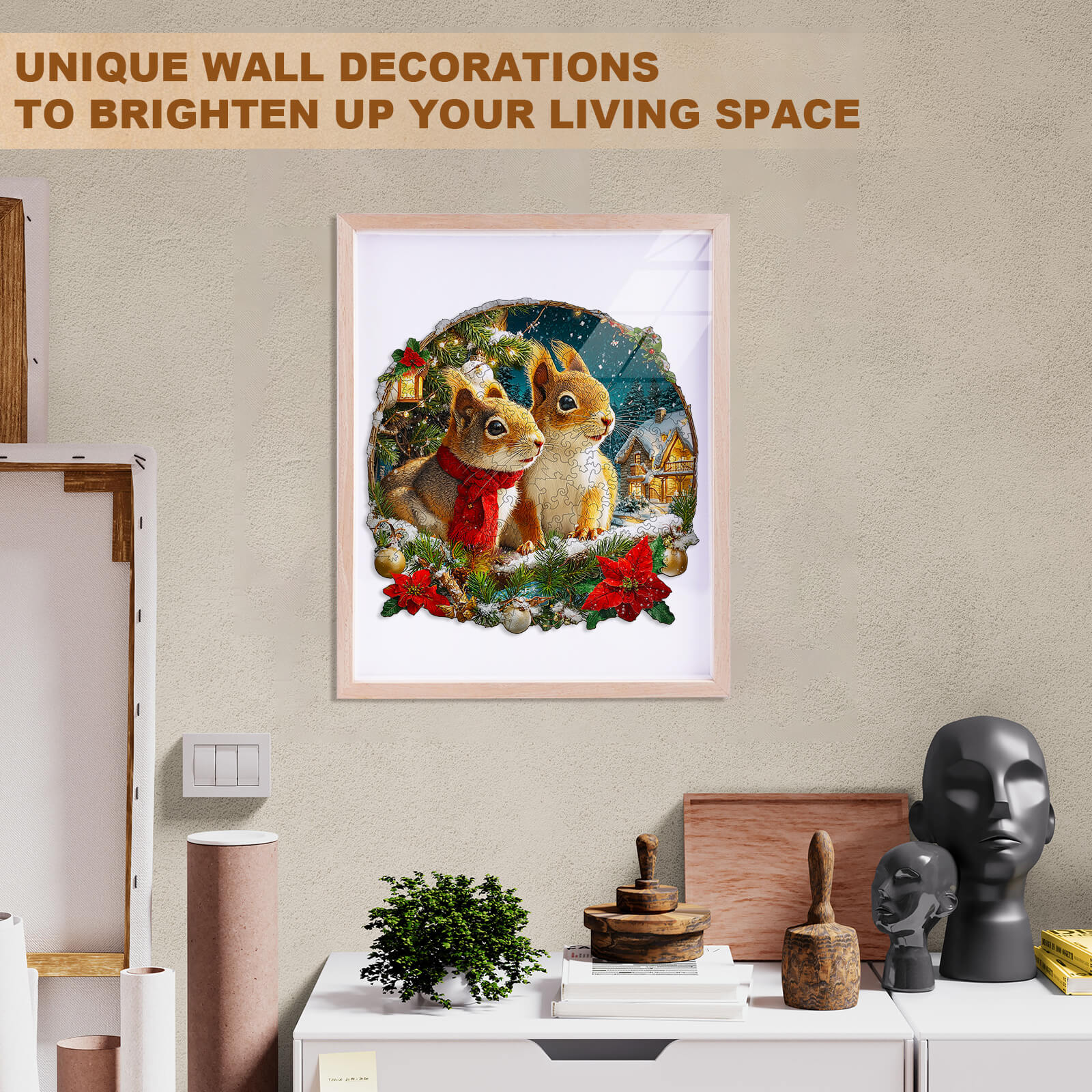 Christmas Squirrel Combination Wooden Jigsaw Puzzle