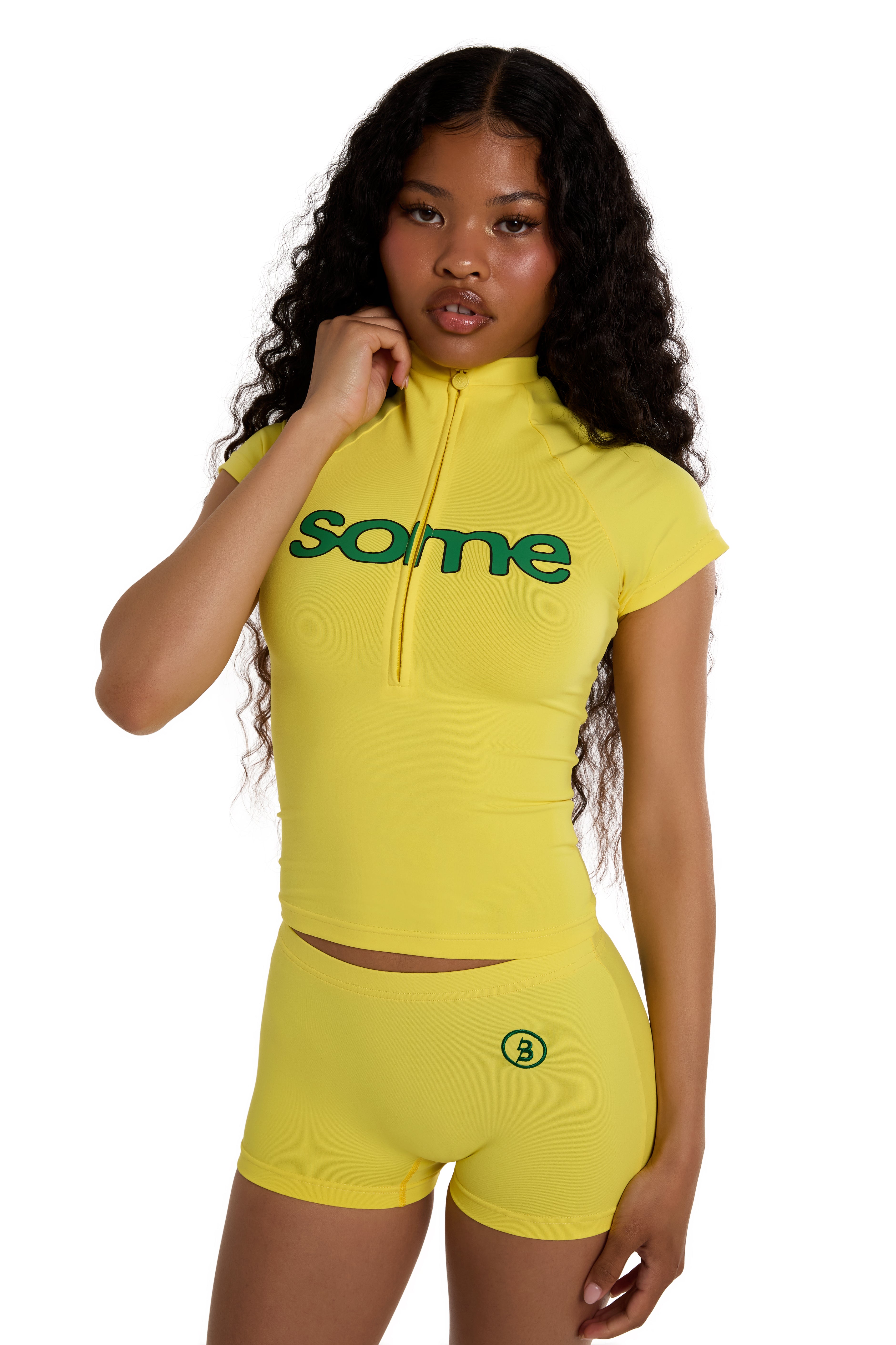 BODY X LATTO MINI SHORTS (YELLOW/GREEN)