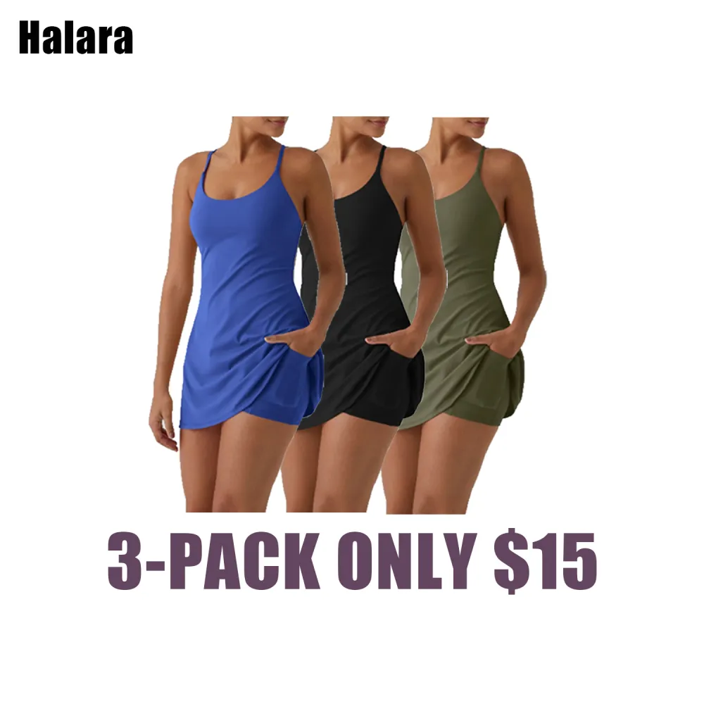 ✨Plush Backless 2-in-1 Flare Active Dress -Plus Size Workout Edition