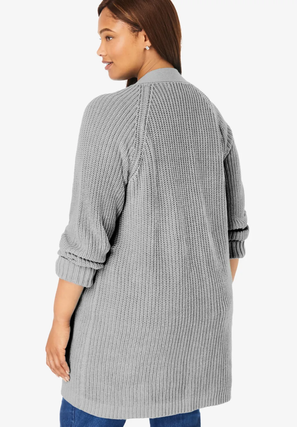 Button-Front Shaker Cardigan