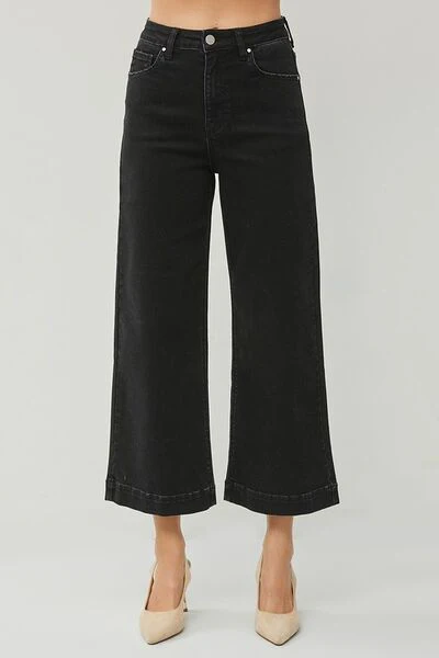 High Rise Wide Leg Ankle Jeans