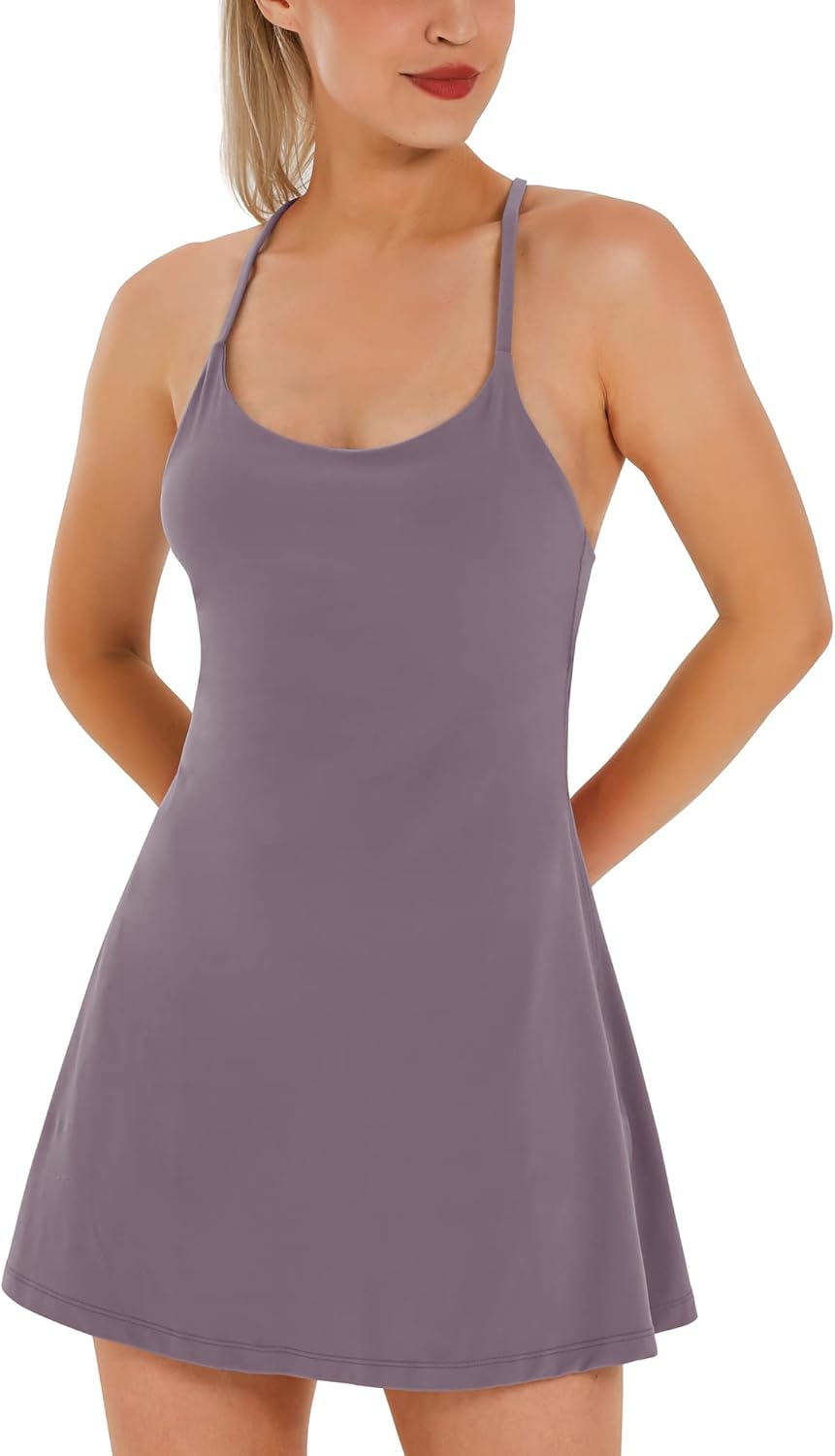 Womens Tennis Dress, Athletic Dress with Built-in Bra & Shorts Pockets Summer Dresses for Women Golf Outfits for Workout
