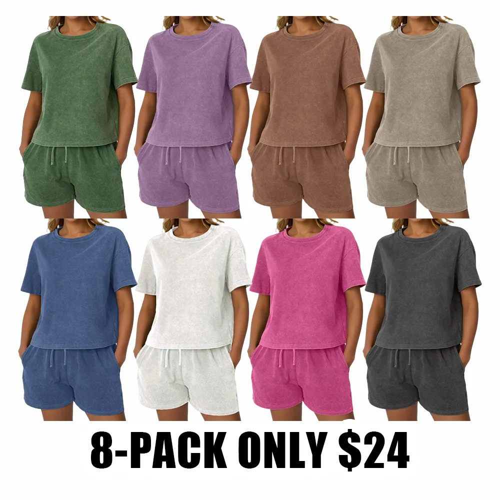 Comfort Fit Tank & Shorts Set – Acid Wash Look