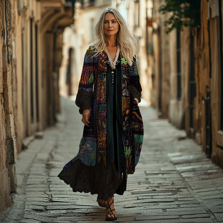 Ethnic Embroidery Vintage Casual Linen Dress d760