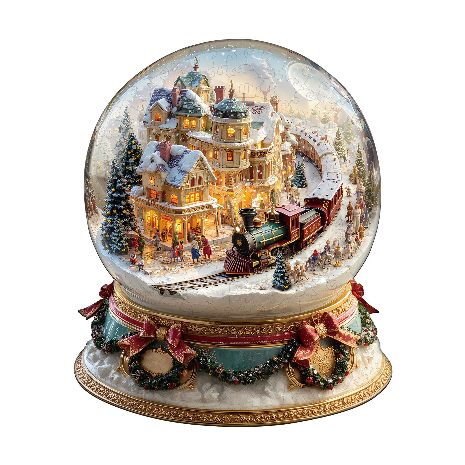 Christmas Crystal Train Wooden Jigsaw Puzzle