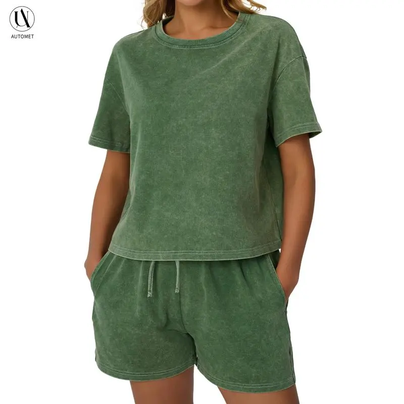 Comfort Fit Tank & Shorts Set – Acid Wash Look