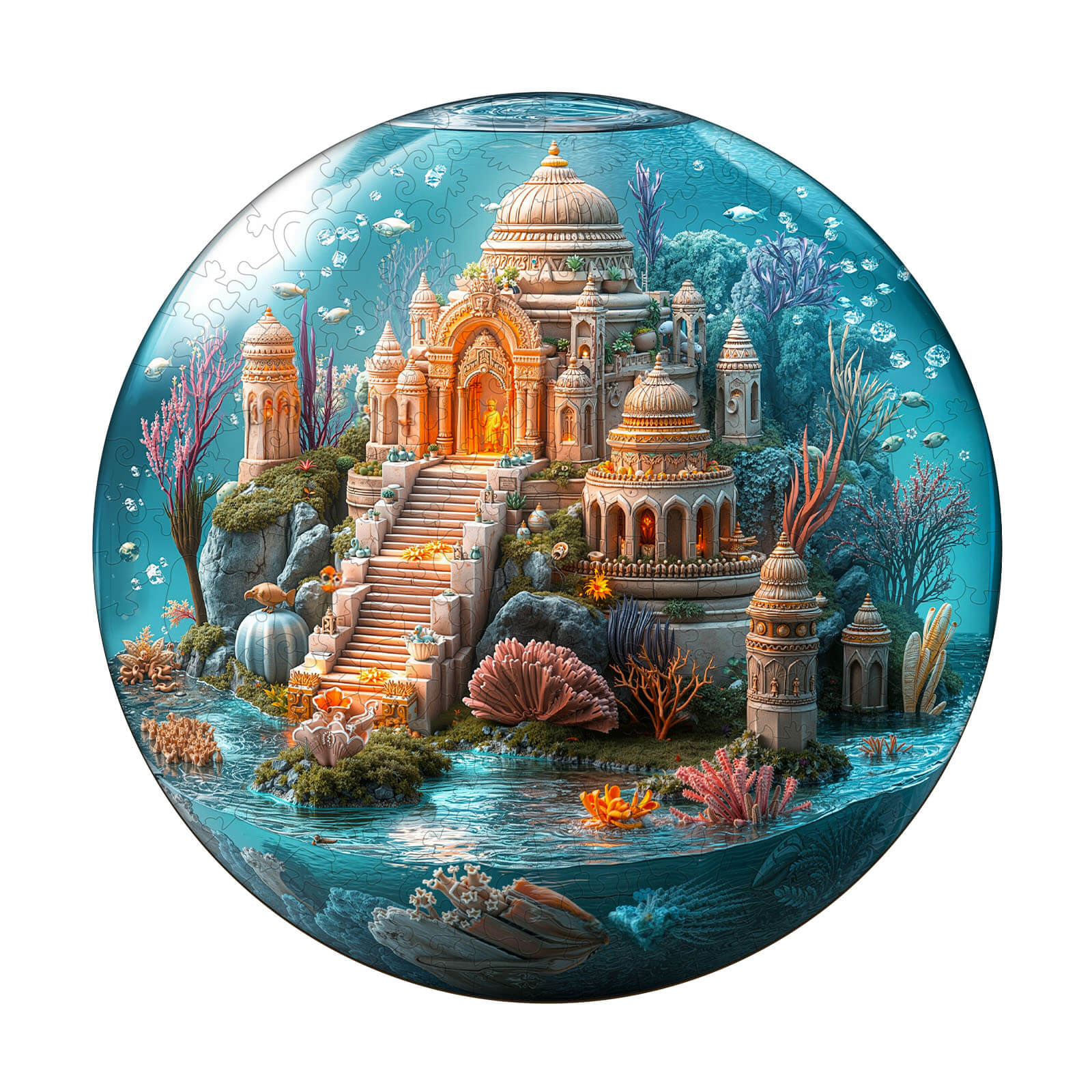 Underwater Mandala Temple Wooden Jigsaw Puzzle