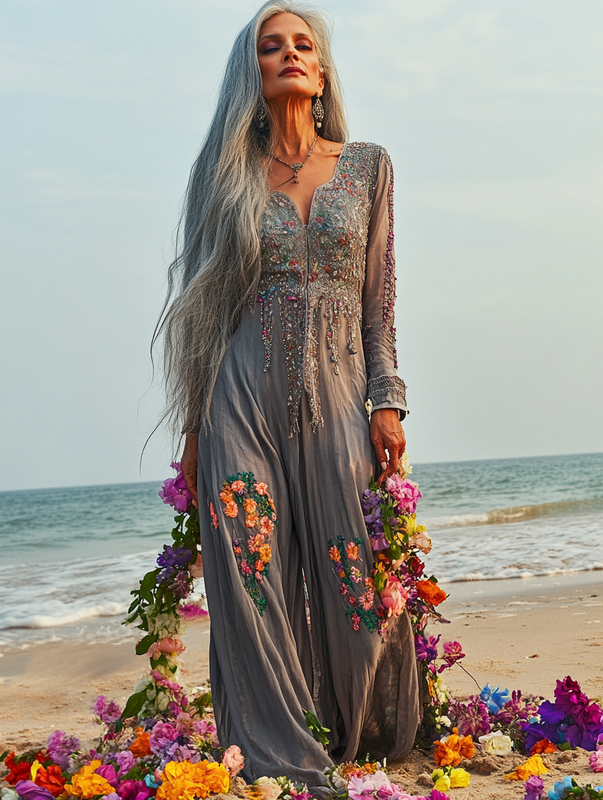 Vacation seaside elegant embroidery jumpsuit 17da