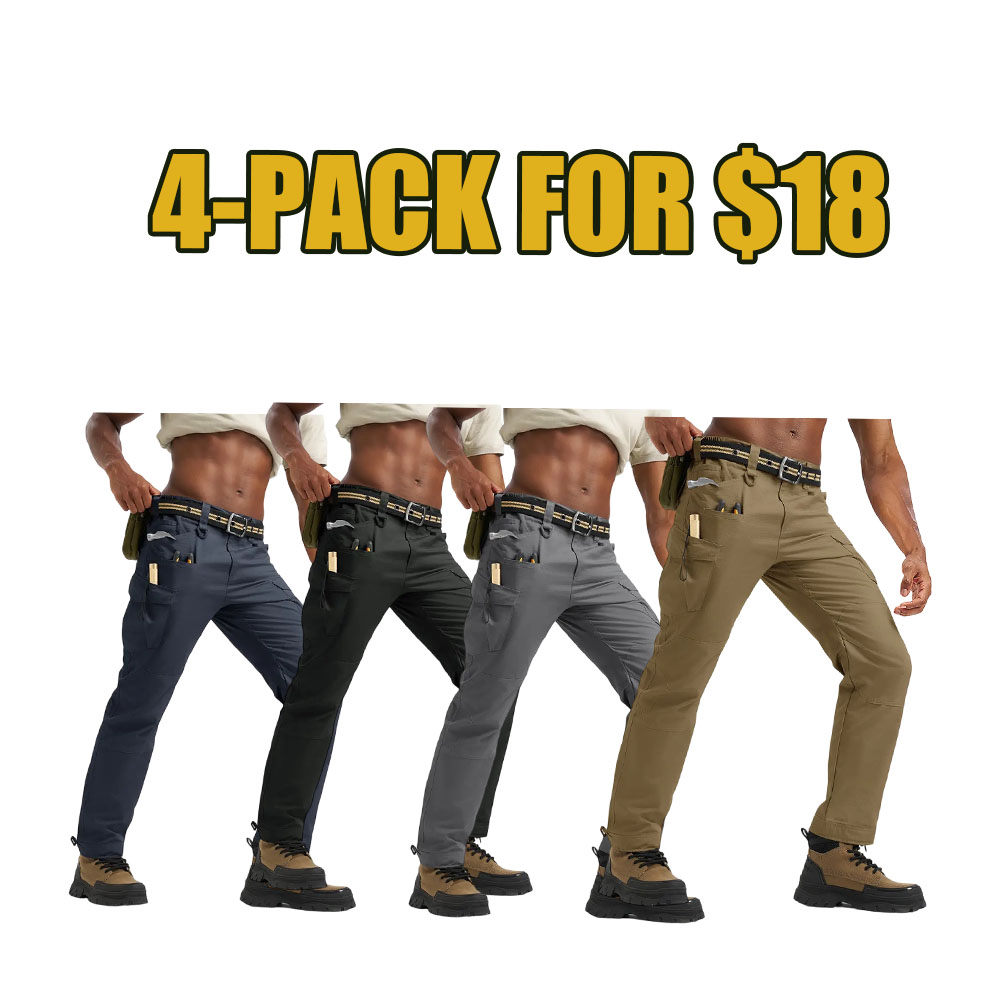 Men's Tactical Work Pants – Lightweight, Multi-Pocket, Water-Resistant Cargo Pants for Hiking, Military, and Outdoor Work (10 Pockets)