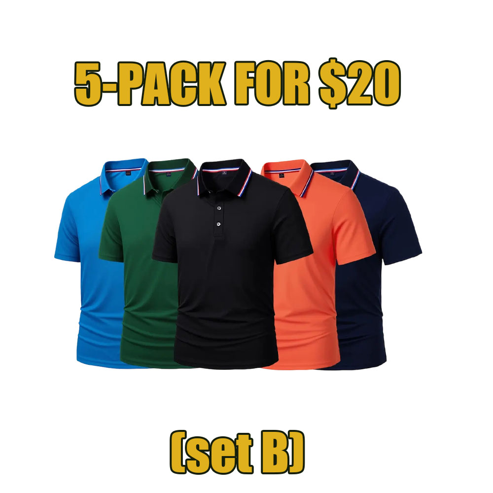 10-Pack Men's Quick-Dry Colorblock Performance Polo Shirts – Casual & Sport Short Sleeve