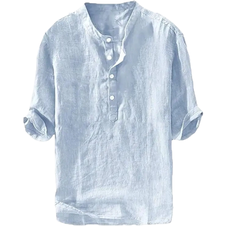 Men's Linen Cotton 3/4 Sleeve Henley T-Shirt