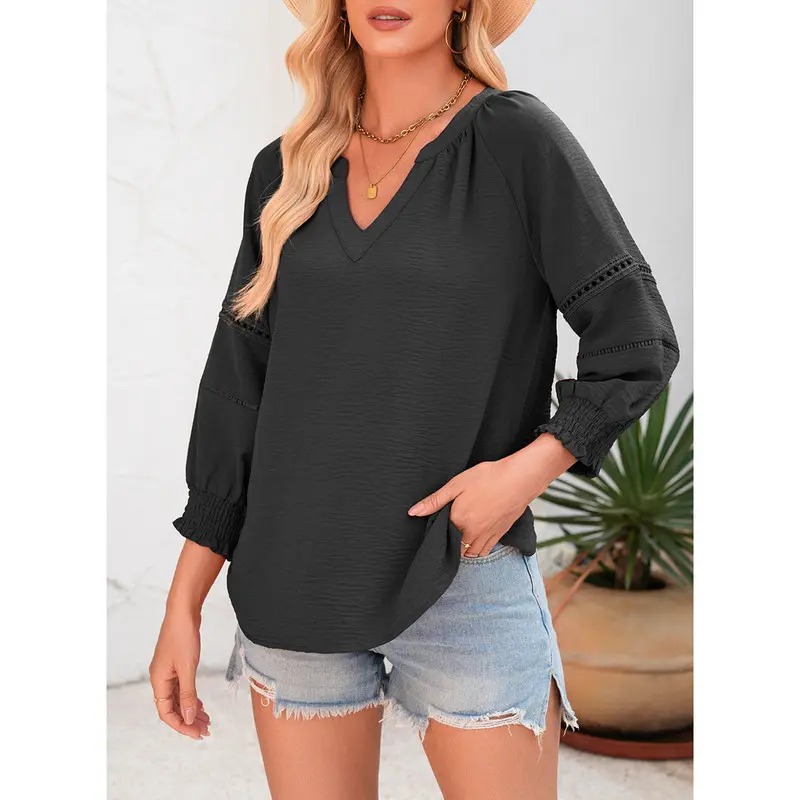 ✨✨ Women's Casual V-Neck Lantern Sleeve Tunic Blouse