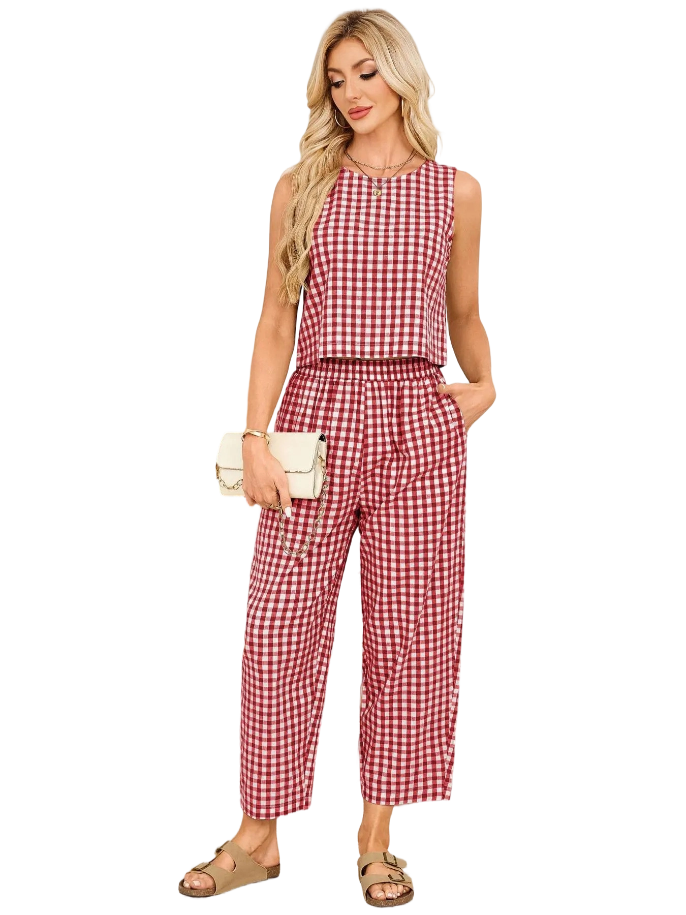 🔥Women’s Plaid Cotton 2-Piece Lounge Set