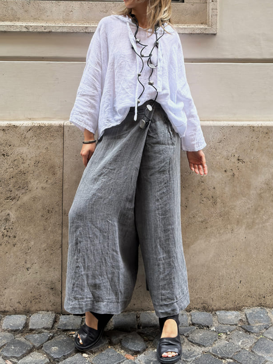 Women's Cotton And Linen Casual Wide Leg Pants
