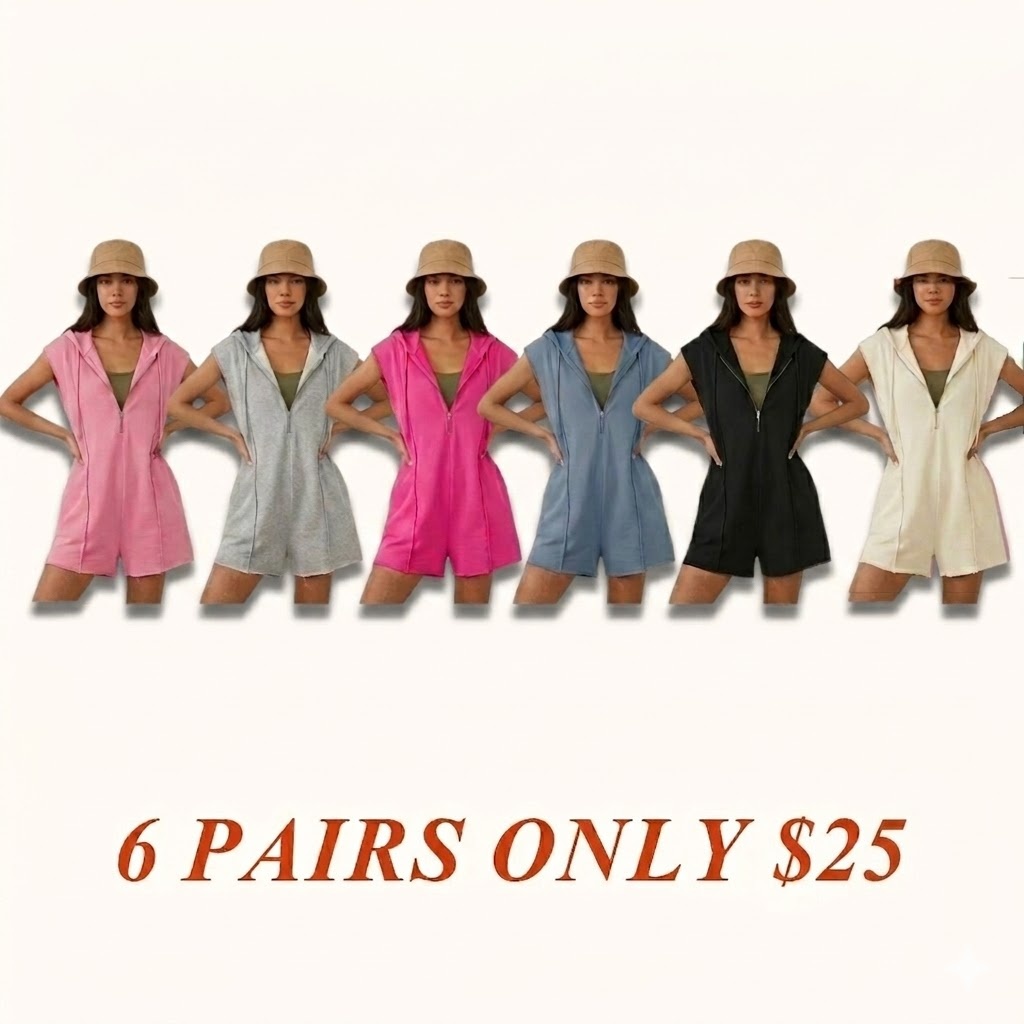 Womens Hooded Romper Sleeveless Athletic Workout Summer Casual Half Zip V Neck Overall Jumpsuits with Pockets