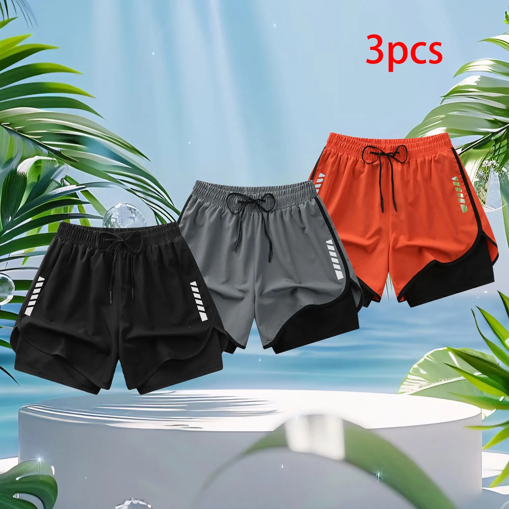 Women’s 6-Pack Summer Lightweight Quick-Dry Double-Layer Athletic Shorts