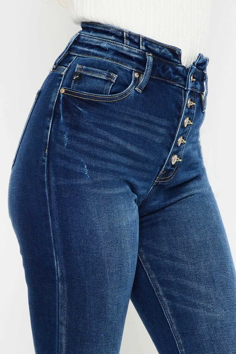 Button Fly High Rise Flare Jeans