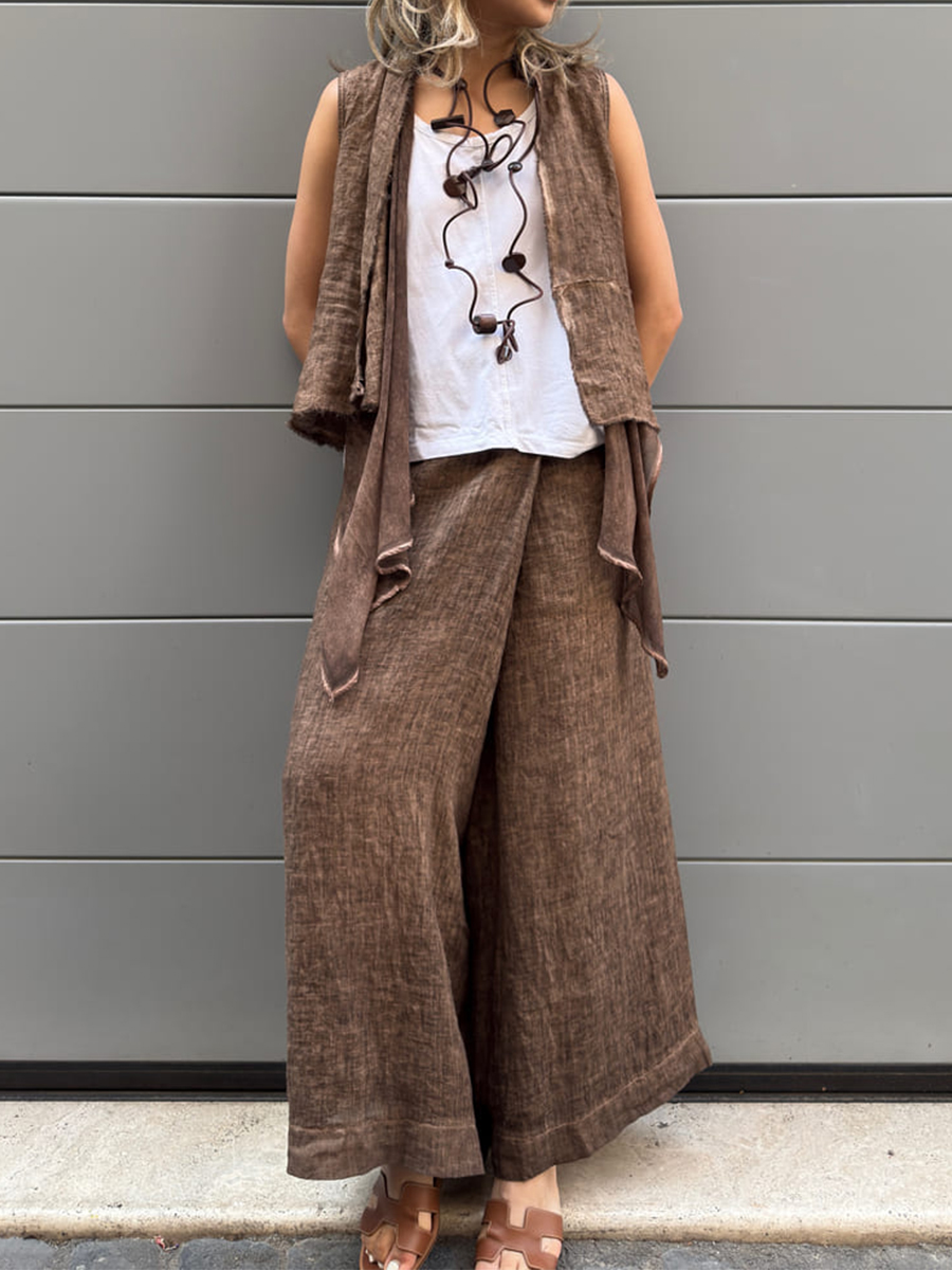 Women's Cotton And Linen Casual Wide Leg Pants