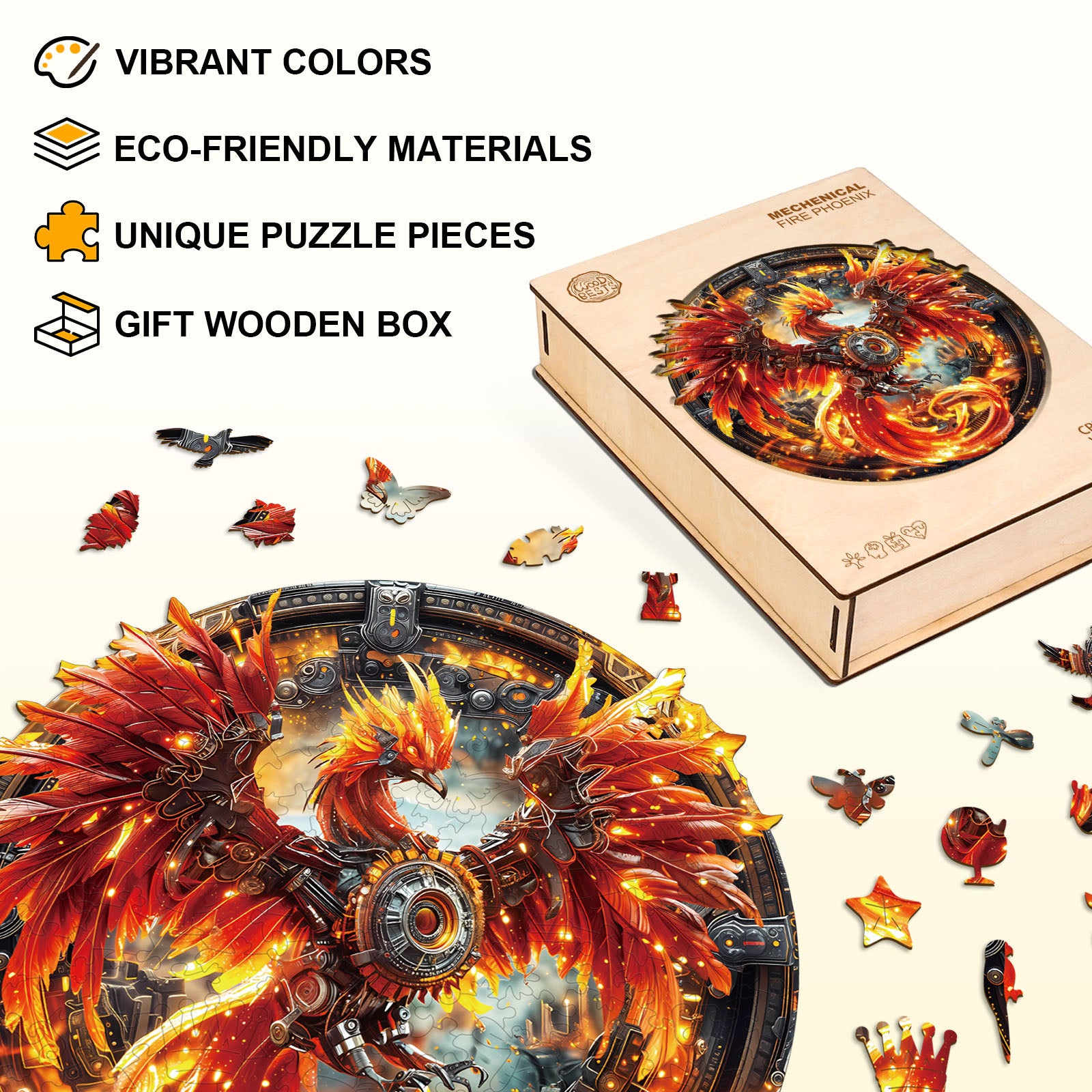 Mechanical Fire Phoenix Wooden Jigsaw Puzzle