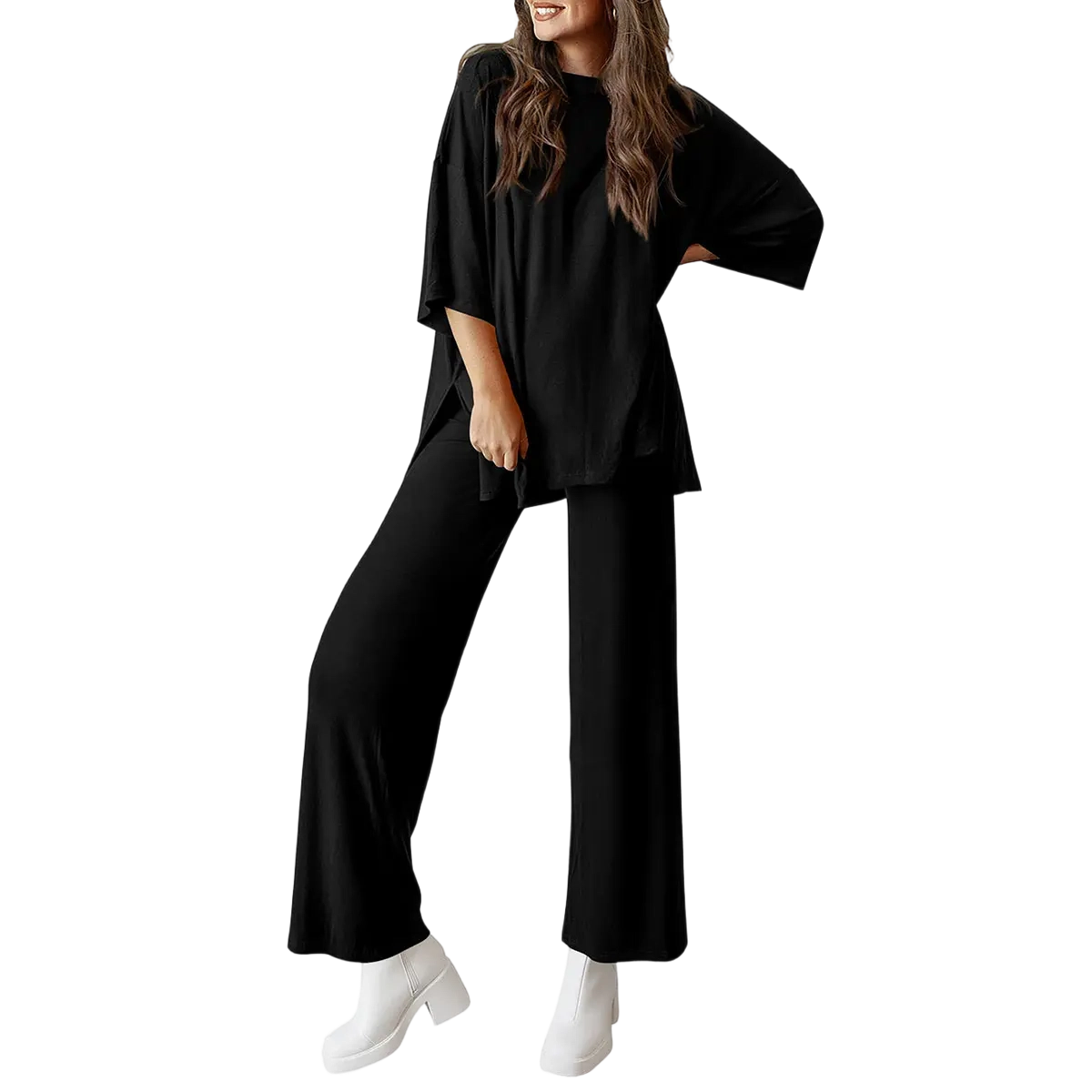 Everyday Comfort 2-Piece Lounge Set (Relaxed Fit Top & Wide Leg Pants)