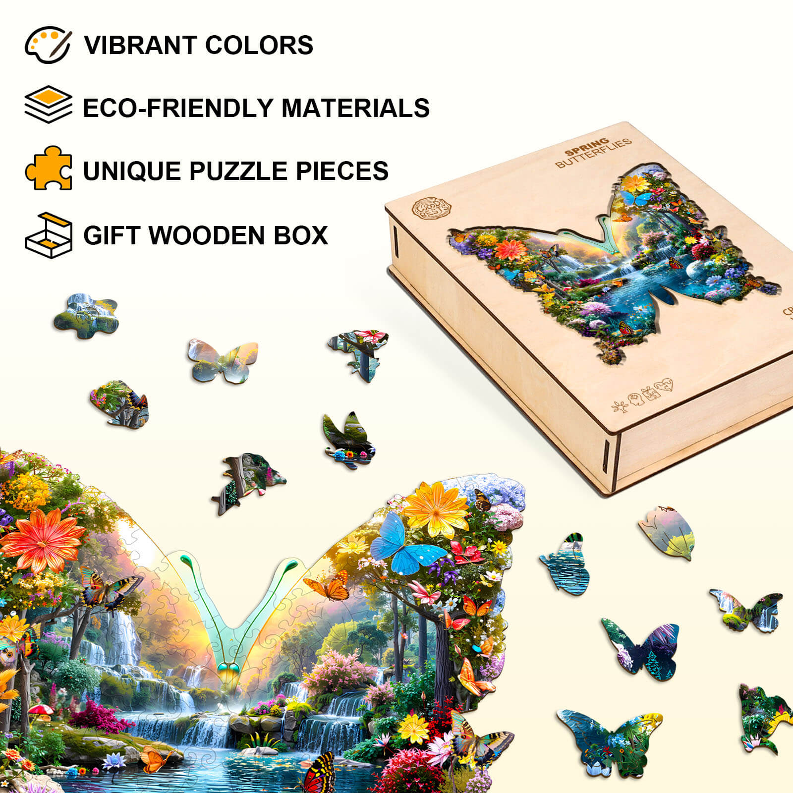Spring Butterflies Wooden Jigsaw Puzzle