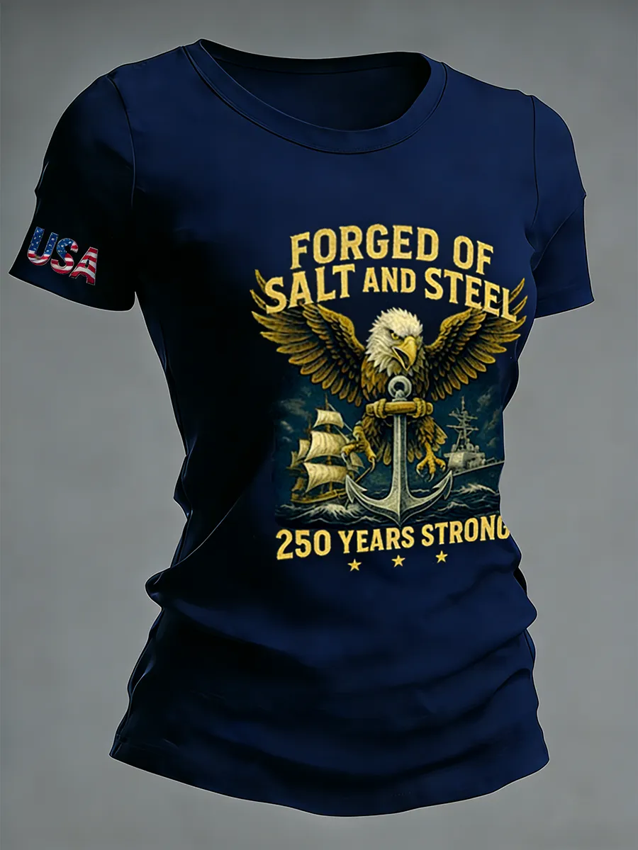 US Navy Patriotic Eagle Anchor 250th Anniversary Short Sleeve Tee