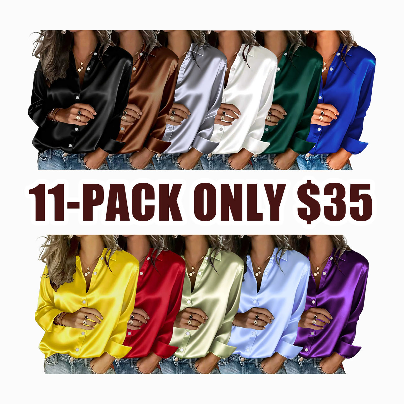 New Women's Clothing Arrival: All Seasons, Fashionable Glossy Satin Shirt, Casual and Versatile Button-Down Shirt, Blouse