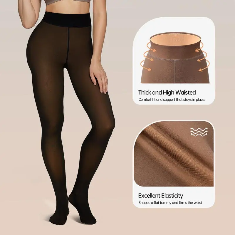 Fleece Lined Tights One-Lined Seams both front and back