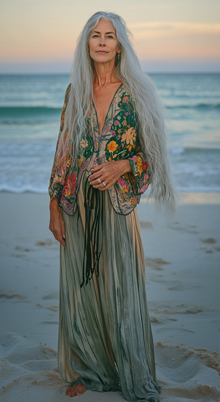 Vacation seaside elegant embroidery top + pant two piece set bb8c