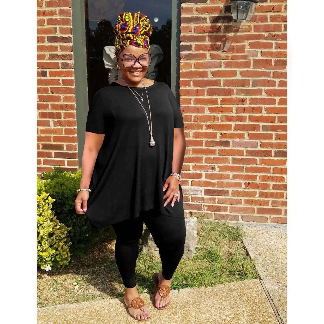 Women Plus Size 2 Piece Outfits Short Sleeve Top and Legging Pant Set Lounge Sets Tracksuit