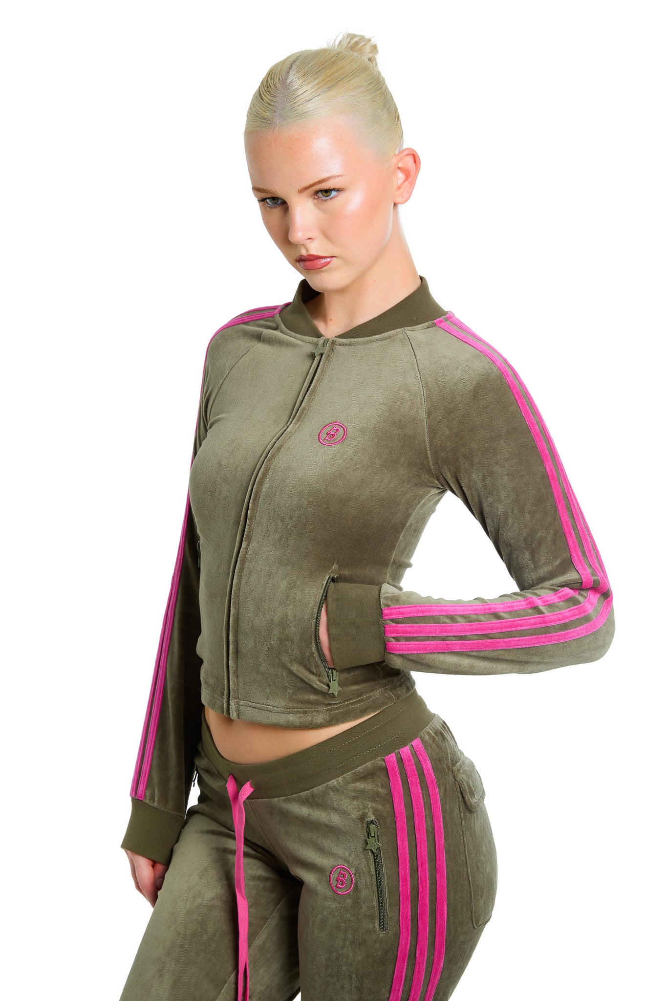 BODY VELOUR TRACK JACKET (OLIVE)