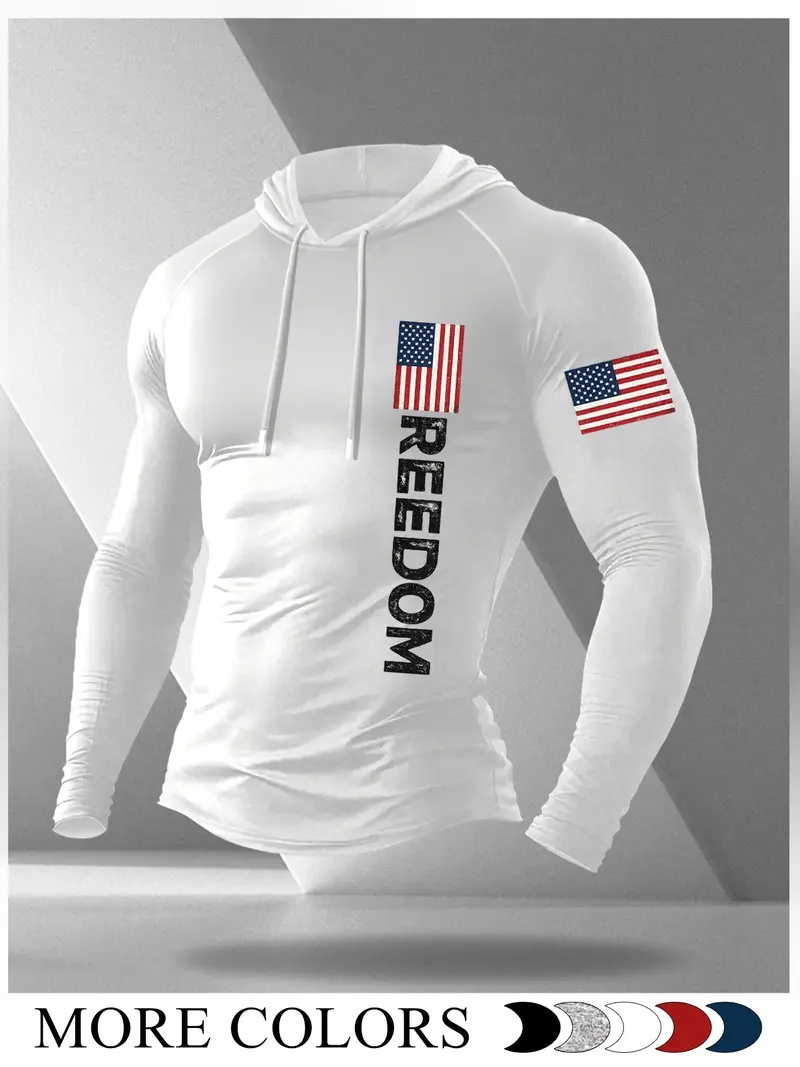 Men's Cartoon Print Long Sleeve Hooded T-Shirt