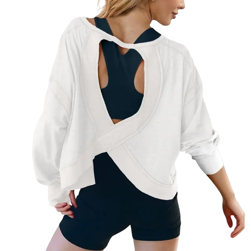 Women's Open Back Tops Y2K Short / Long Sleeve Workout Shirts Casual Yoga Athletic Gym Slouchy Crop Running Tees