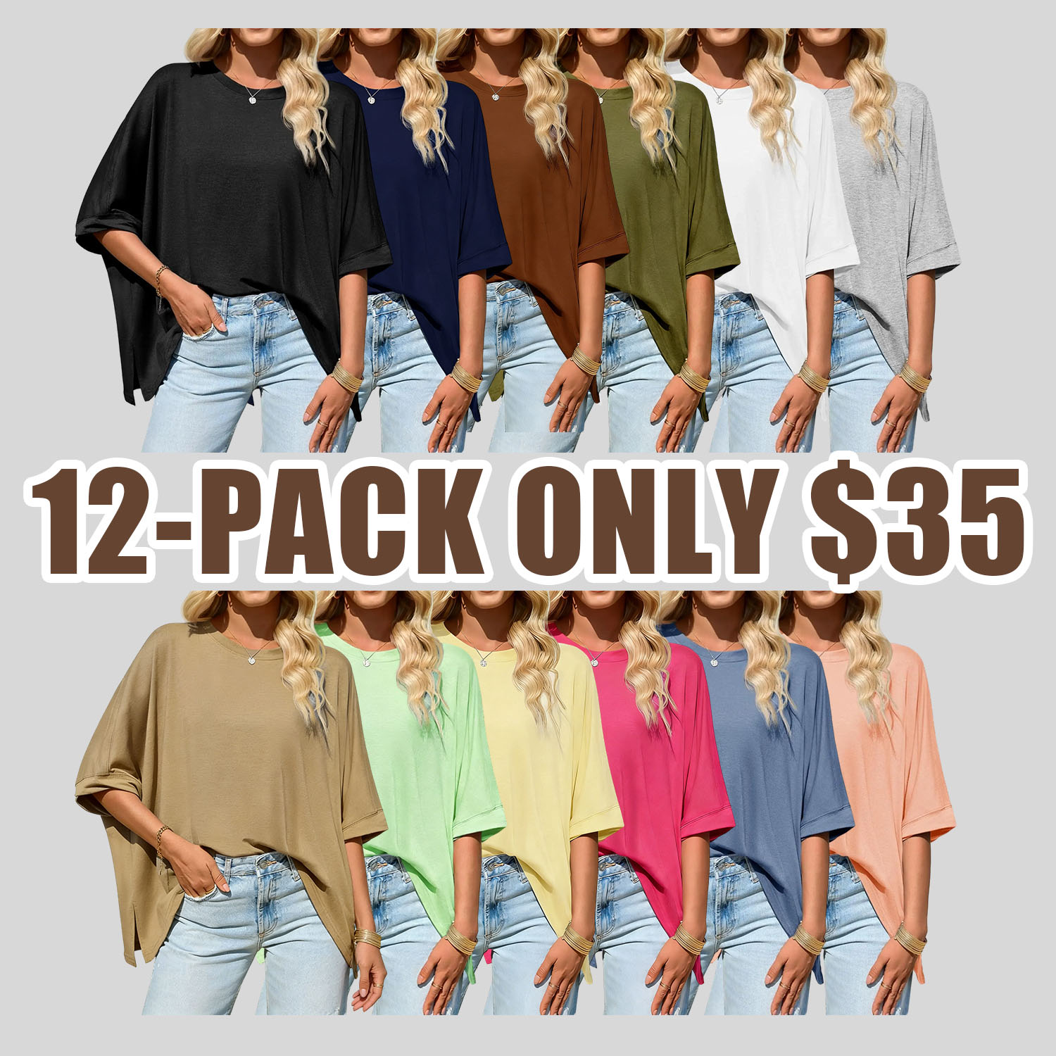 Womens Oversized Tshirts Batwing Short Sleeve Asymmetric Hem Tops Summer Casual Loose Fit Tunic Tee Shirts