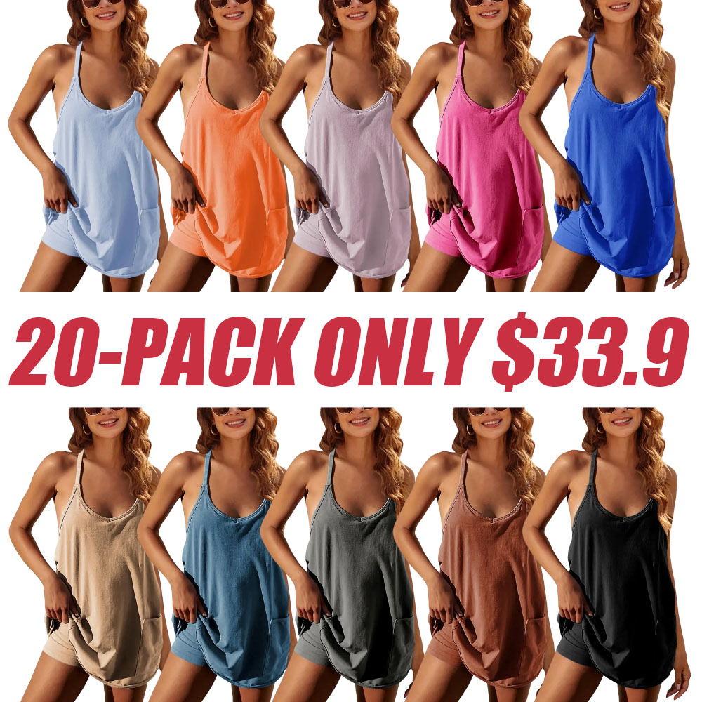 🔥 Women's Athletic Sleeveless Mini Dress With Built-In Shorts