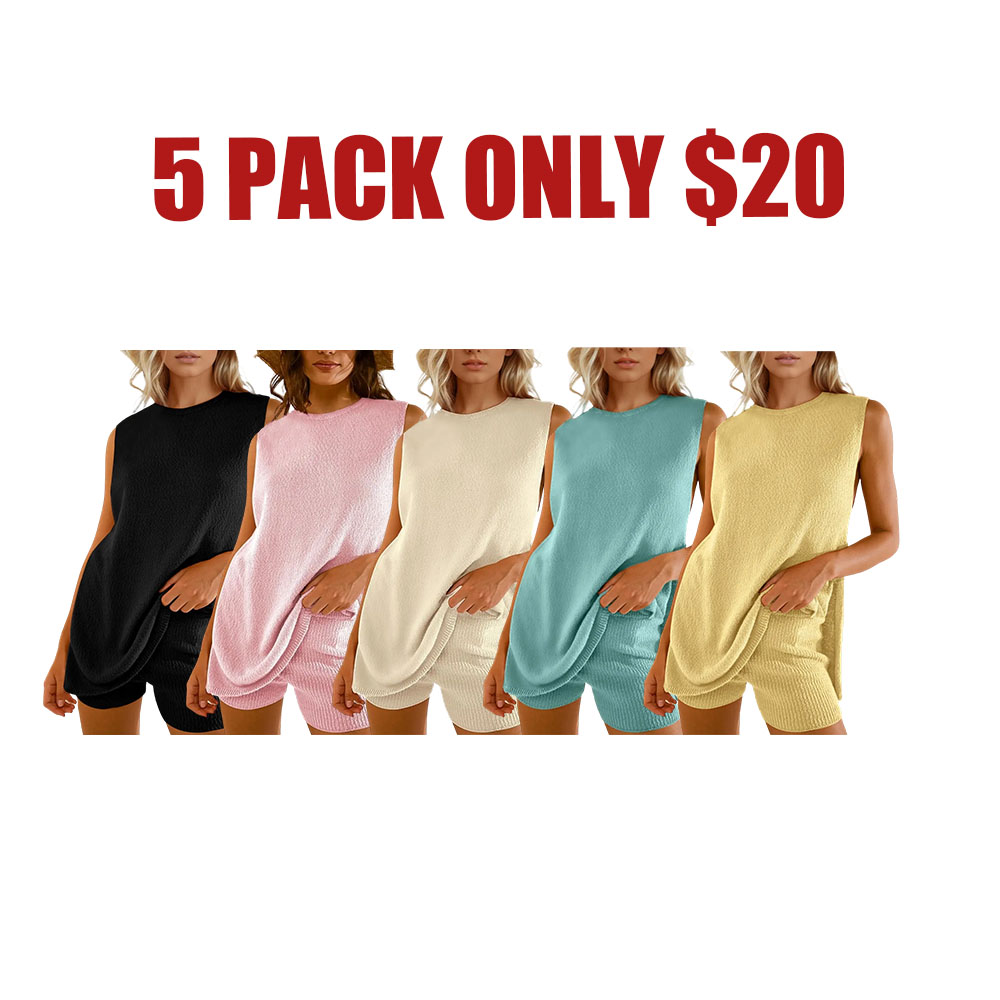 ✨Chic Summer Knit 2-Piece Set (Sleeveless Top & Shorts)