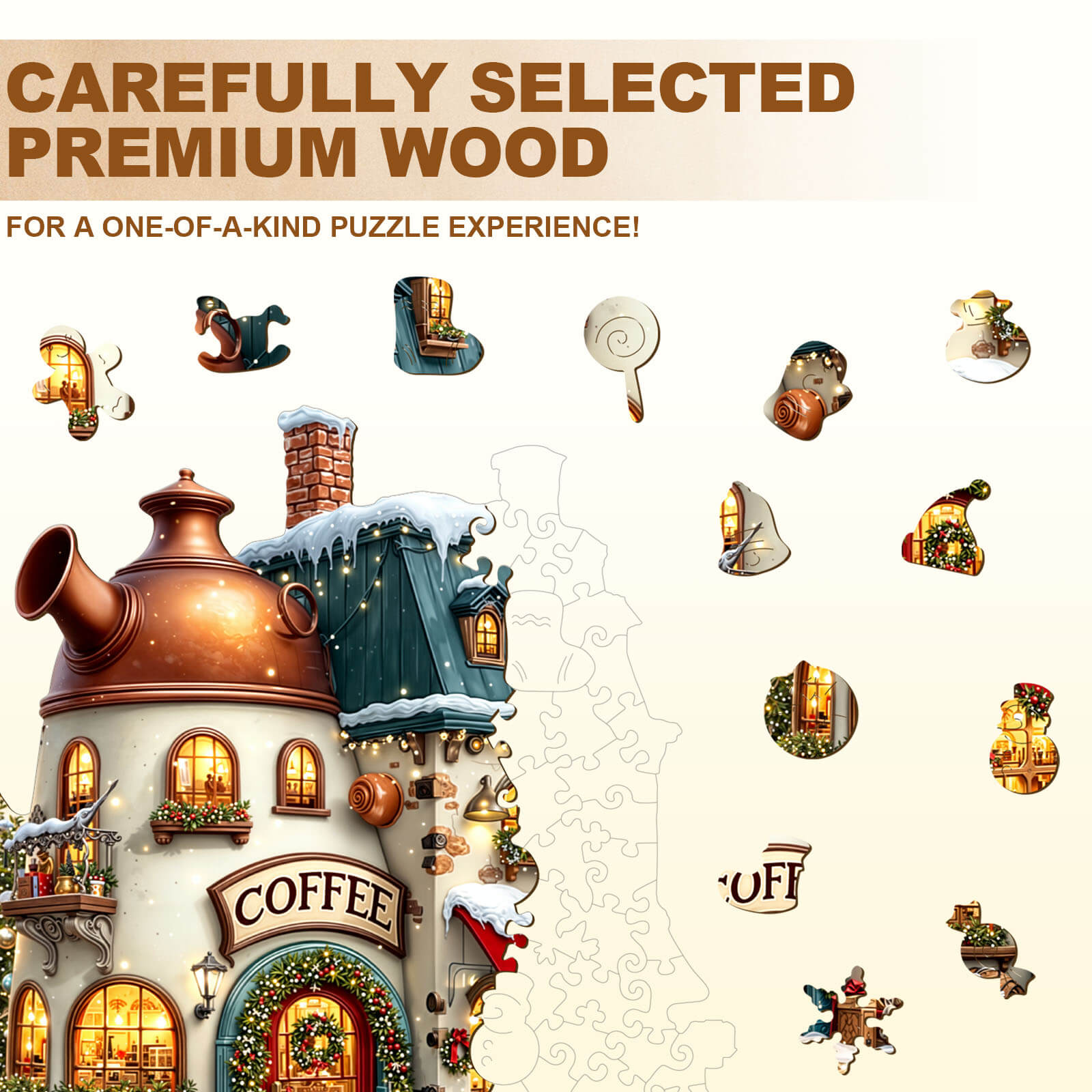 Christmas Cafe Wooden Jigsaw Puzzle