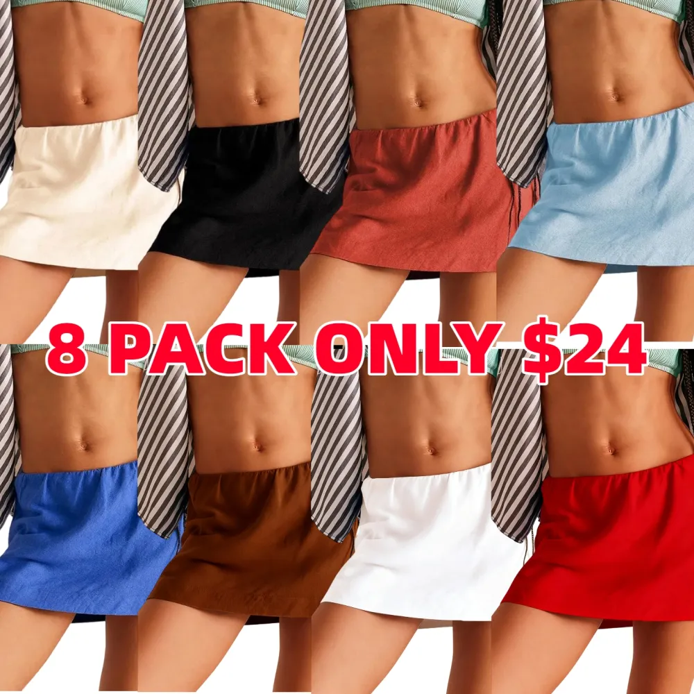 Womens Cotton Linen Skorts Casual Cute A-Line Mini Skirts with Ruffle Inner Waistband