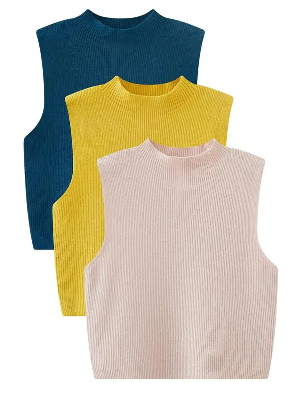 Women's Solid Round Neck Sweater Vest