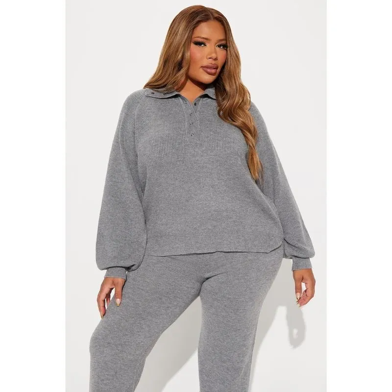 Sweater Pant Set - Charcoal