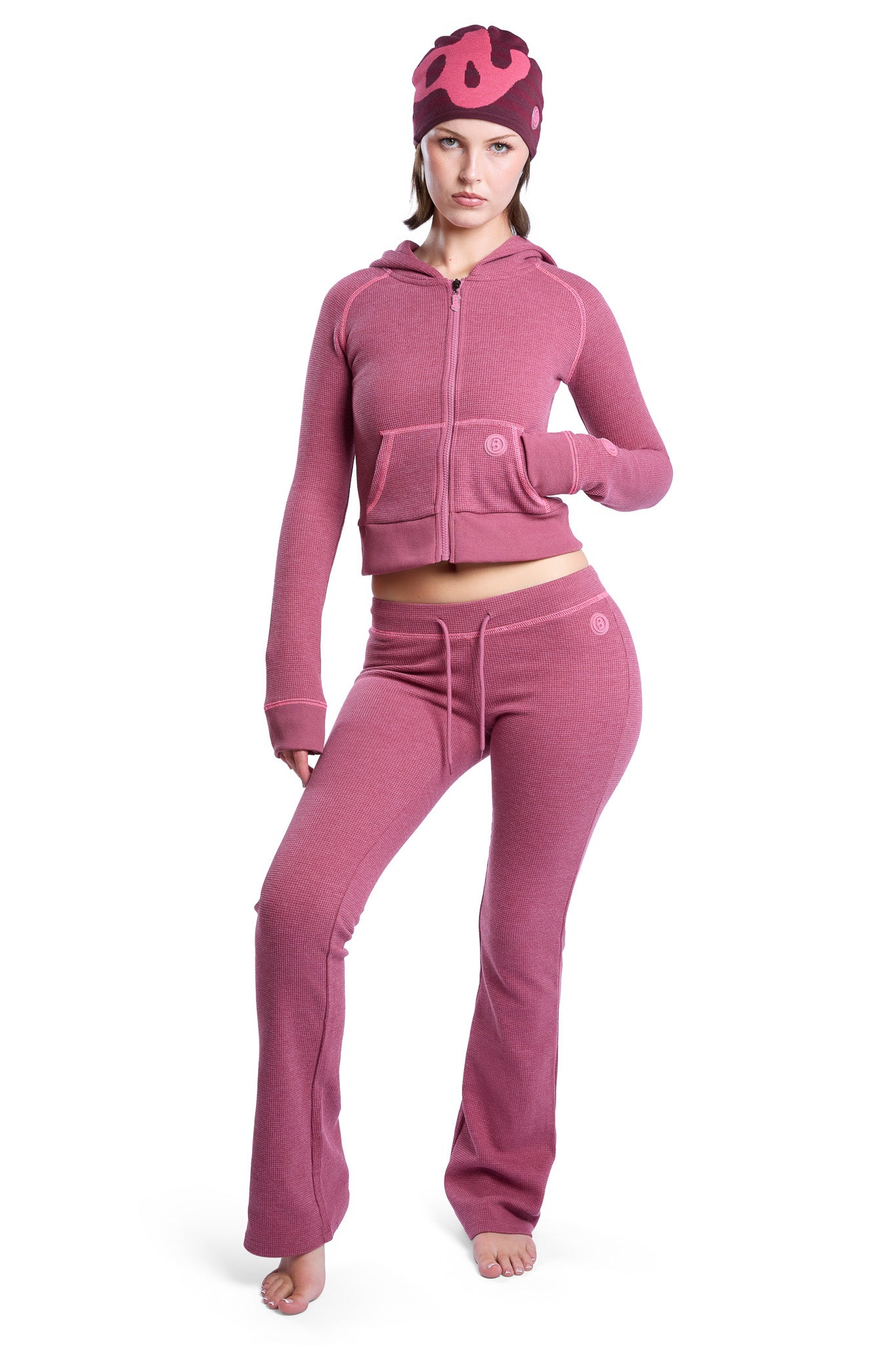 WAFFLE KNIT HOODIE (MAGENTA/PINK)